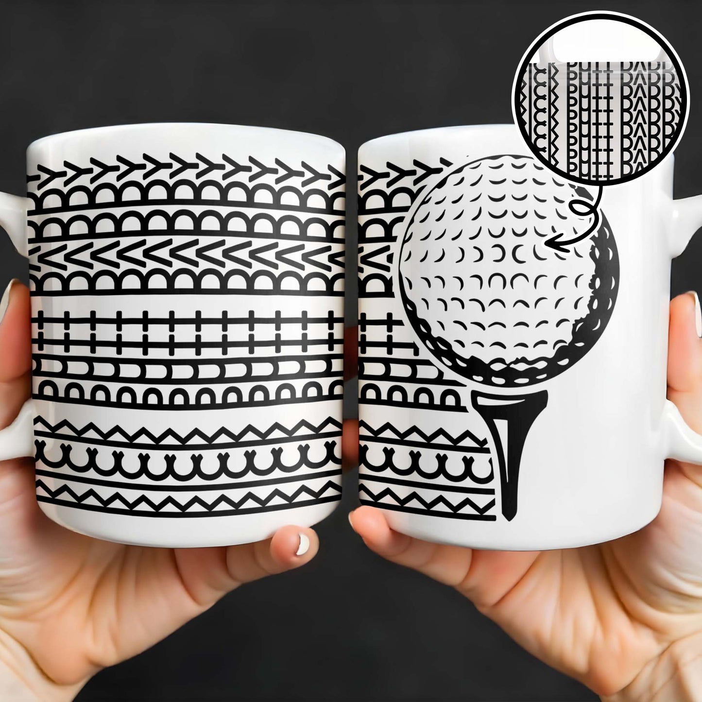 Tasse à café personnalisée avec motif de balle et de tee de golf « Putt Parry Birdie » – DAD221_MG