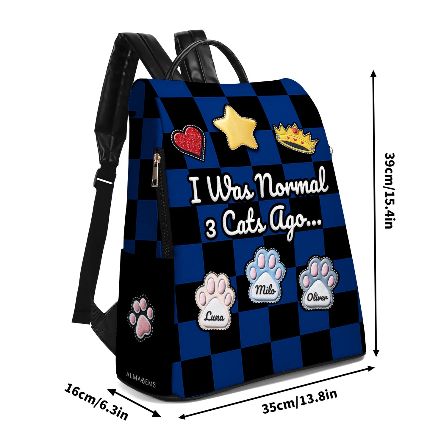 Sac à dos en cuir personnalisé – Noms d'animaux personnalisés – Motif « J'étais normal » – BP_CAT10