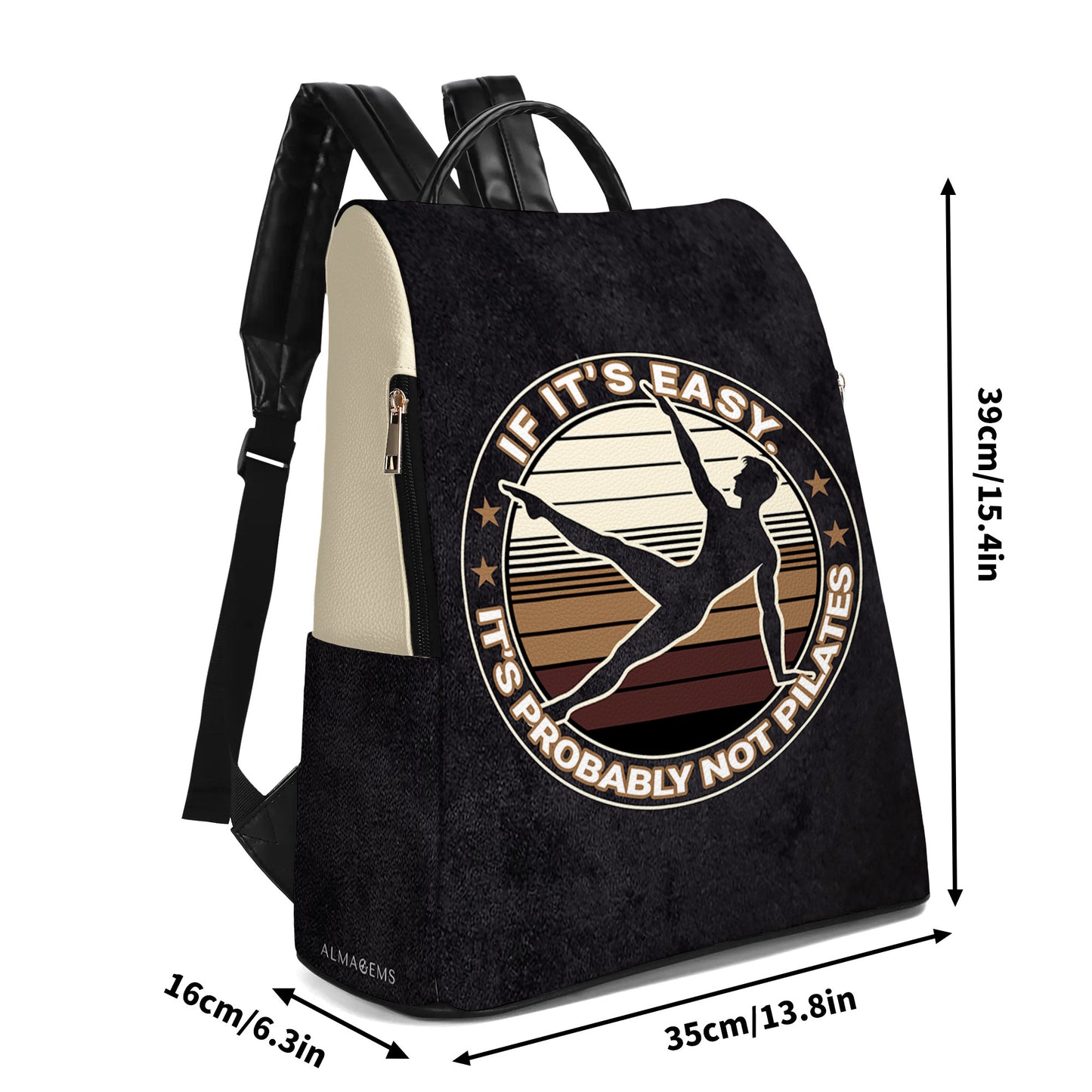 If It's Easy. It's Probably Not Pilates - Personalized Custom Leather BackPack - BP_FN06