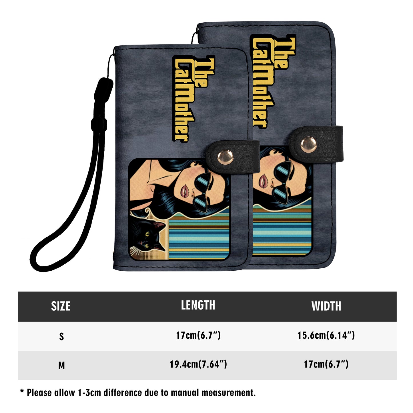 Portefeuille en cuir personnalisé pour téléphone avec motif animalier et texte - QCUSTOM09PW