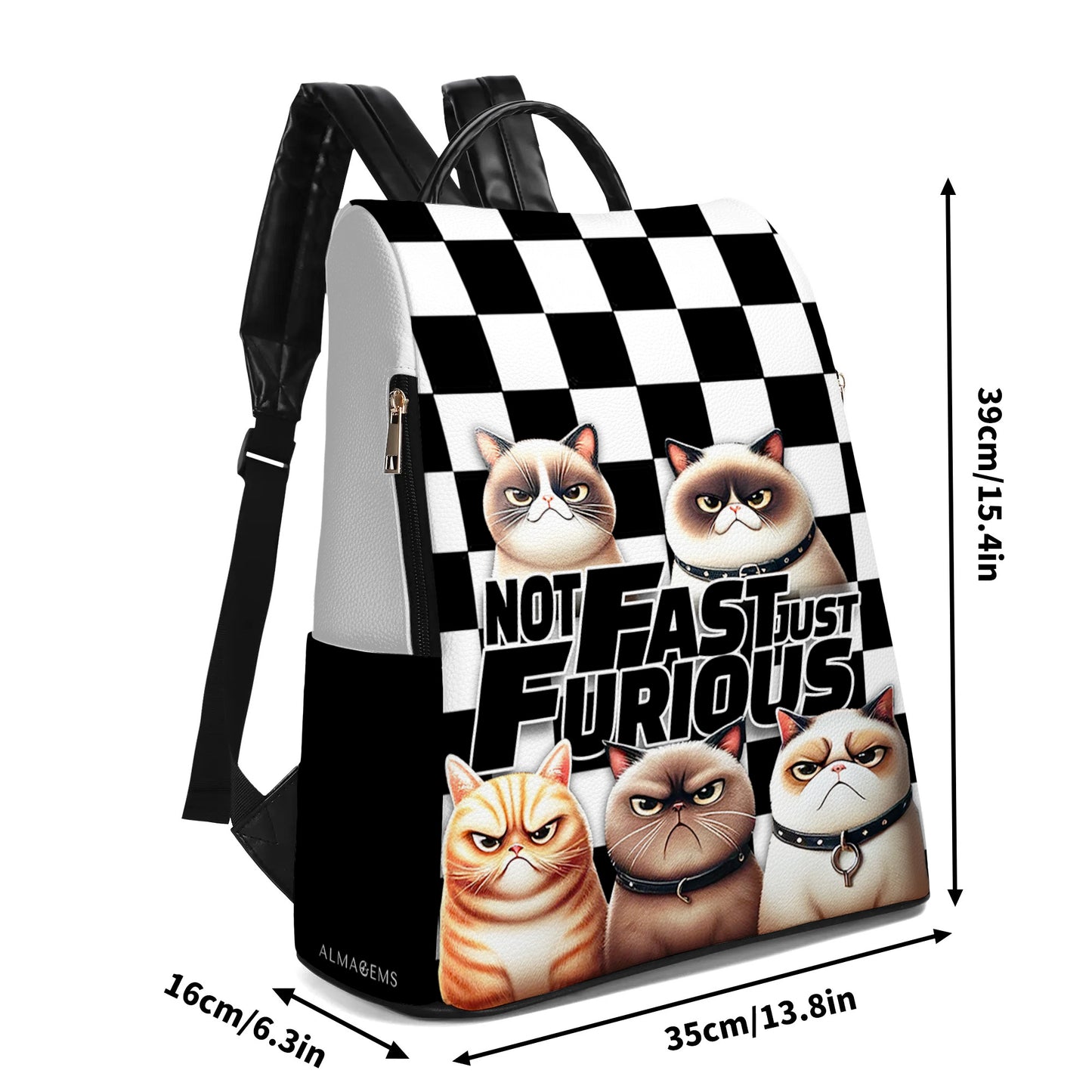 Not Fast Just Furious - Personalized Custom Leather BackPack - BP_CAT05