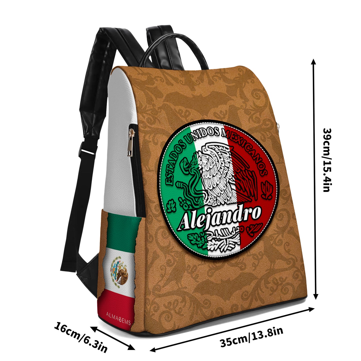 Estados Unidos Mexicanos - Personalized Custom Leather BackPack - BP_MX12