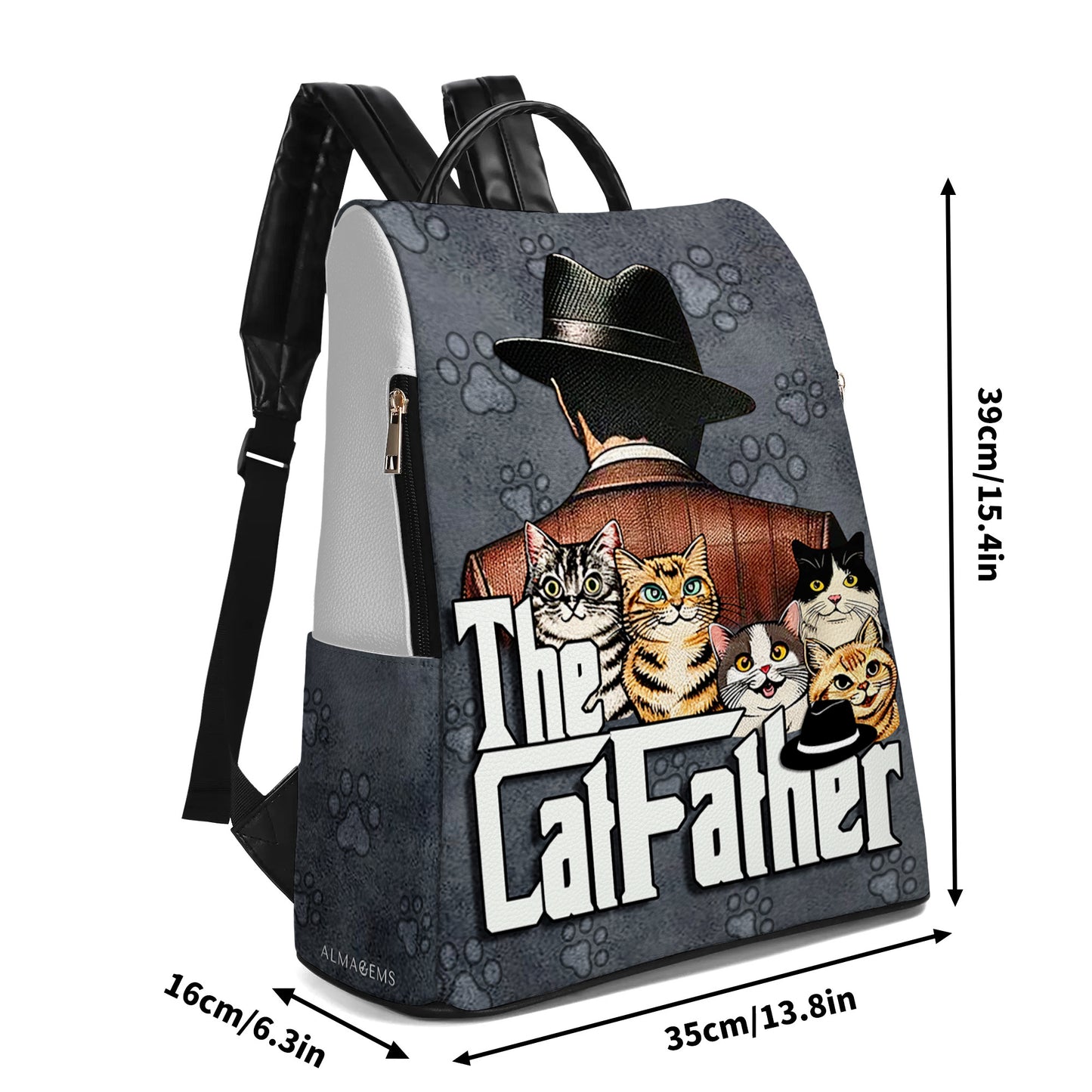 The Cat Father - Personalized Custom Leather BackPack - BP_CAT09