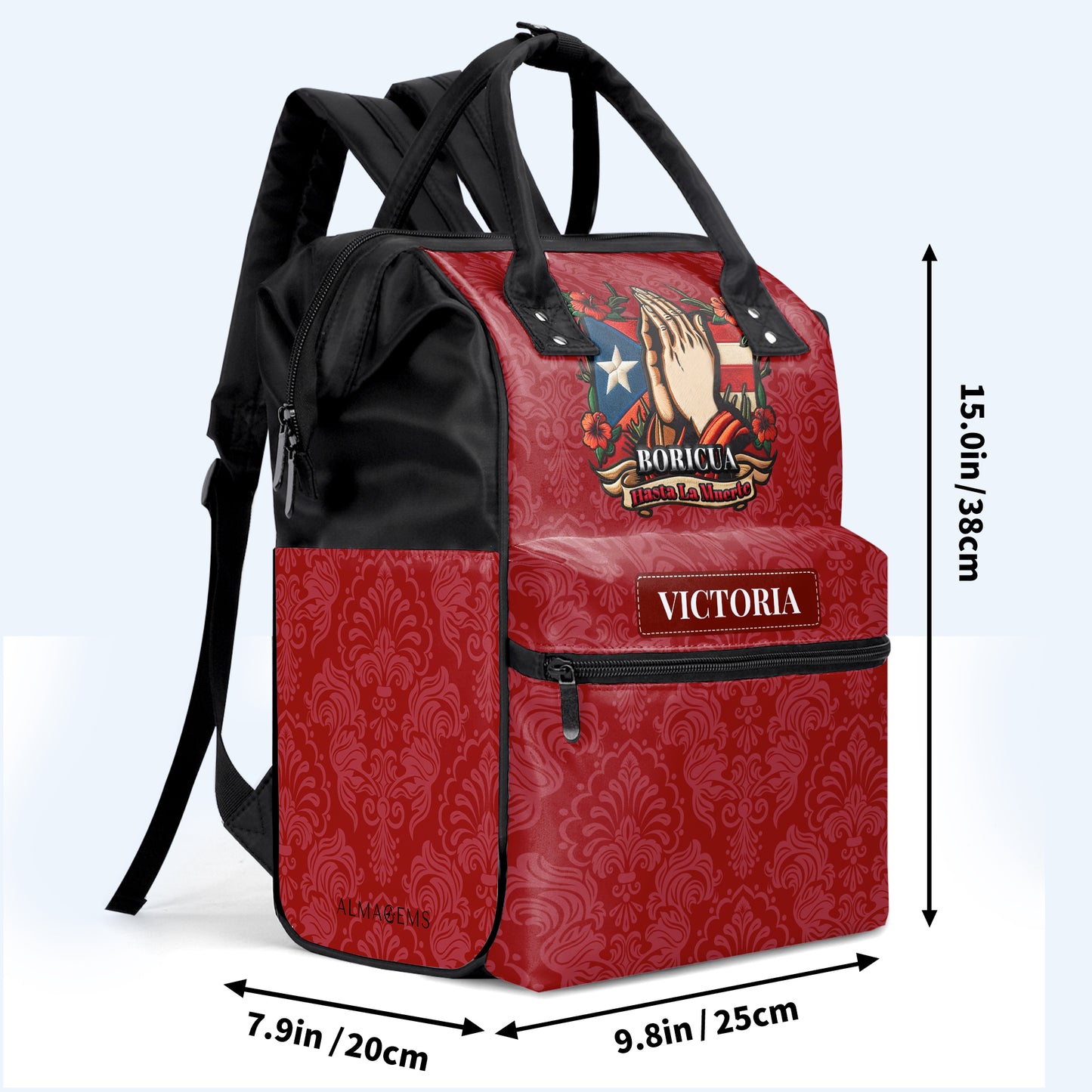 Boricua. Hasta La Muerte - Mochila de viaje personalizada con pico de pato - HS019_DKB