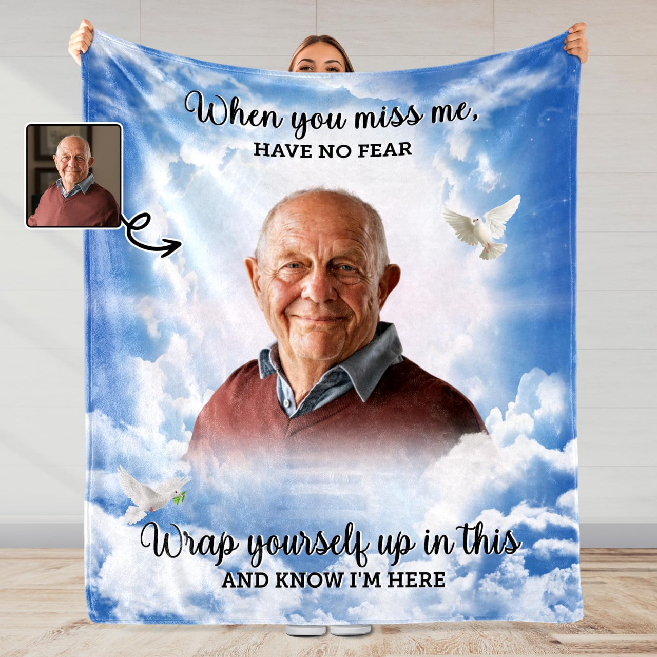 Wrap Yourself Up In This And Know I'm Here Memorial Blanket - Personalized Custom Blanket - HME154_BLK