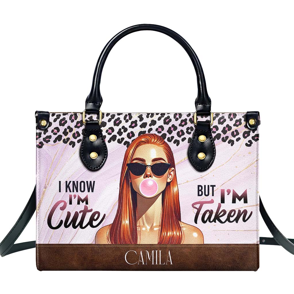 Je sais, je suis mignon mais je suis pris - Sac à main en cuir personnalisé - DG073_HB