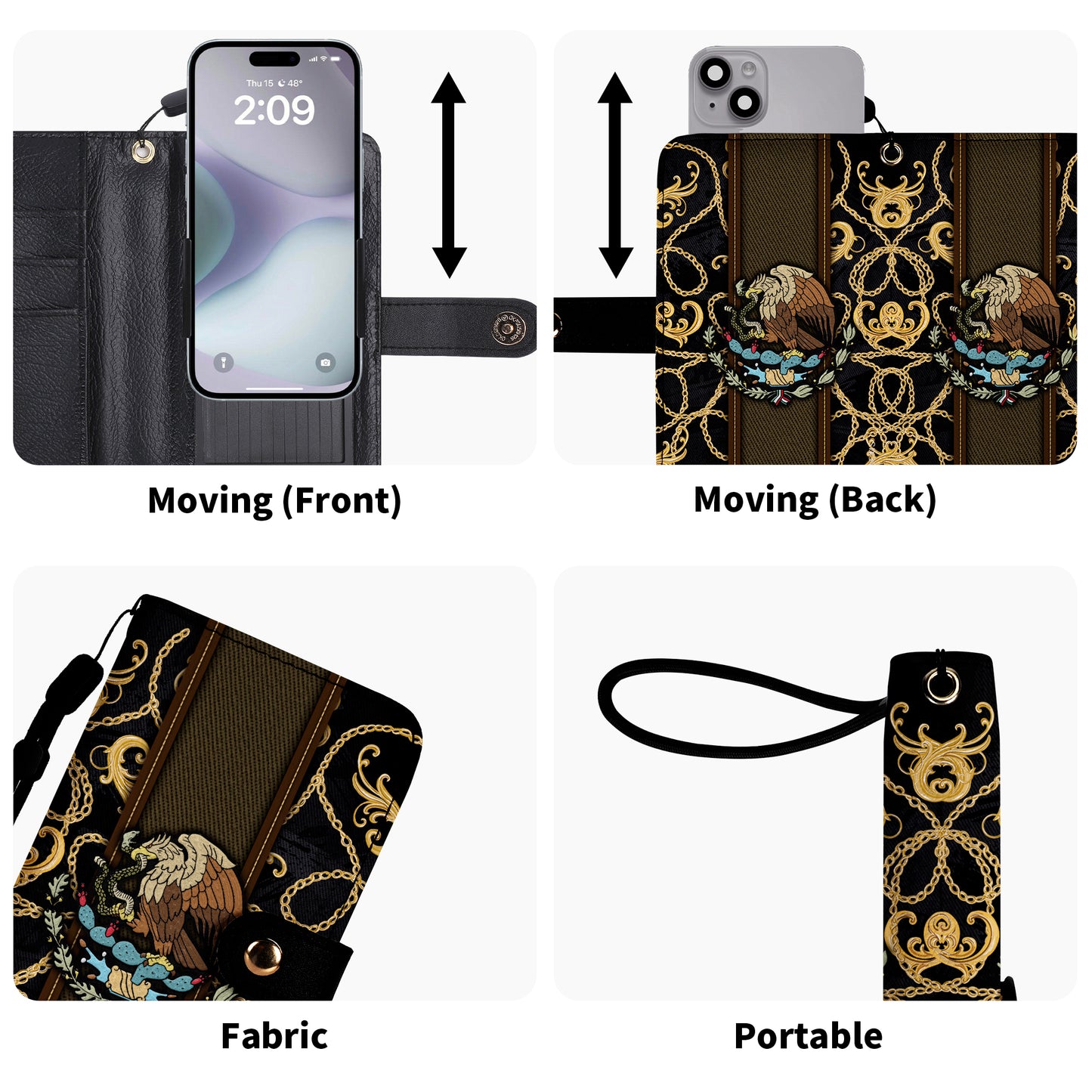 L'Aigle royal - Portefeuille en cuir personnalisé pour téléphone - ME007_PW