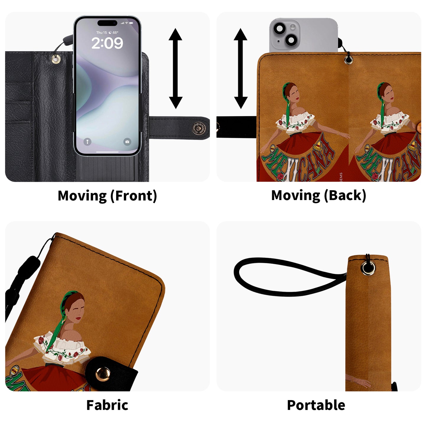 MEXICANA - Portefeuille en cuir personnalisé pour téléphone - ME006_PW