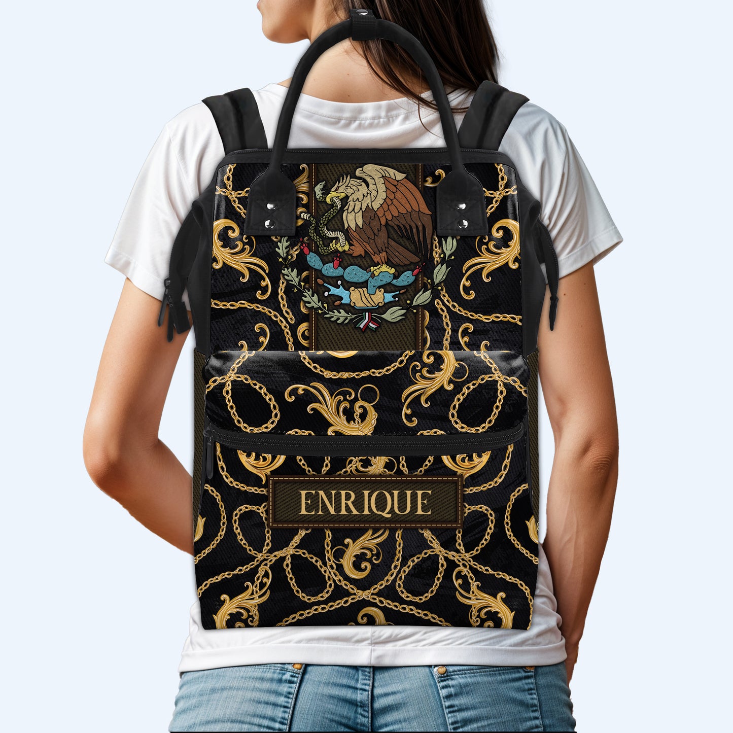The Golden Eagle - Personalized Custom Duckbilled Travel Backpack - ME007_DKB