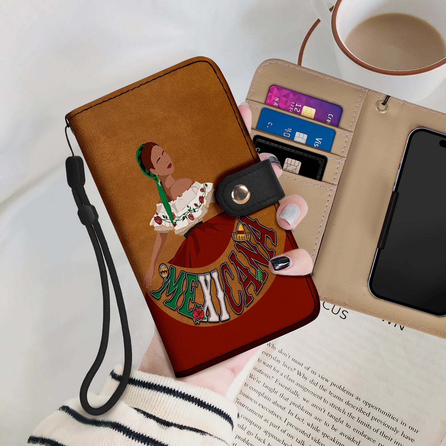 MEXICANA - Portefeuille en cuir personnalisé pour téléphone - ME006_PW