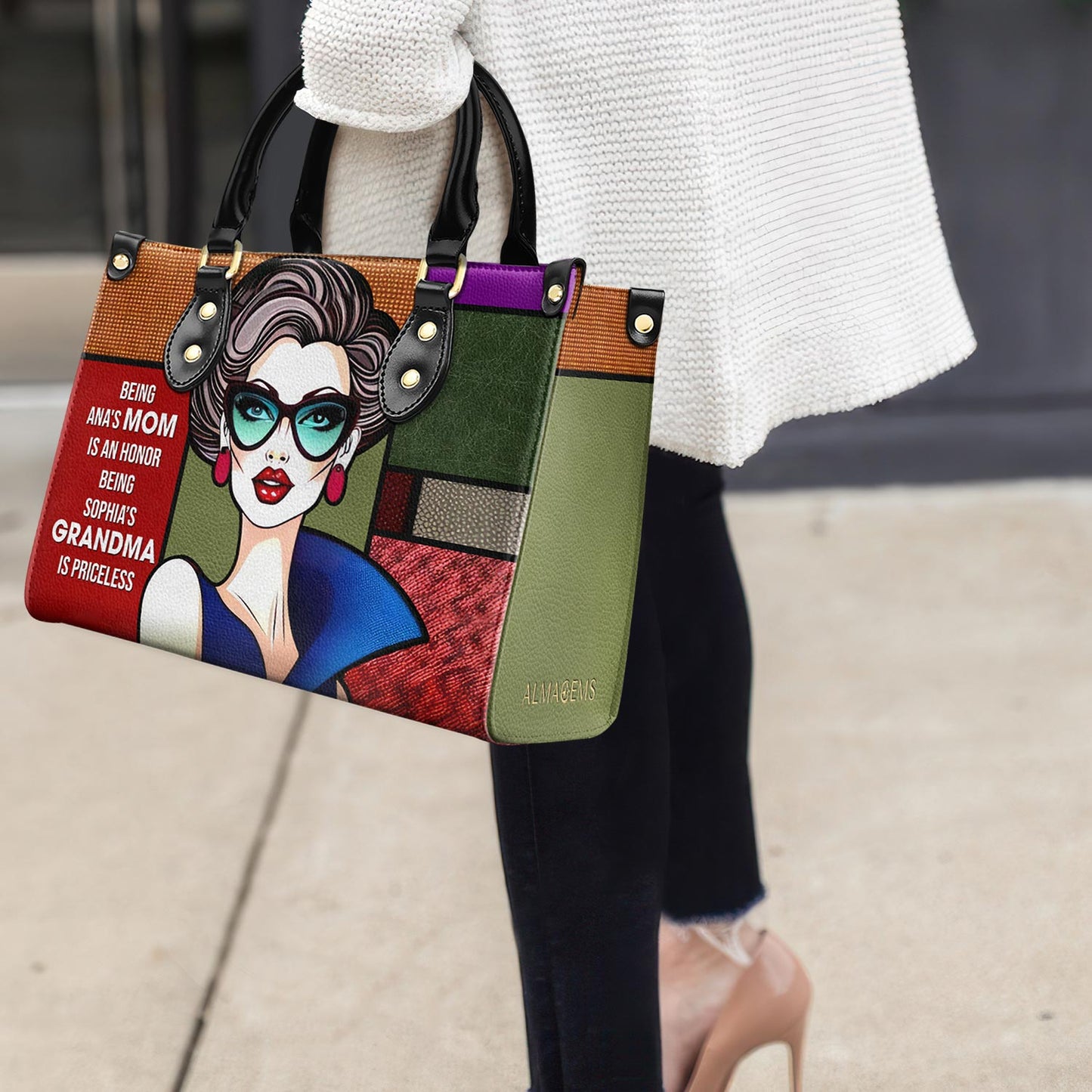 Être grand-mère n'a pas de prix - Sac à main en cuir personnalisé - MM16