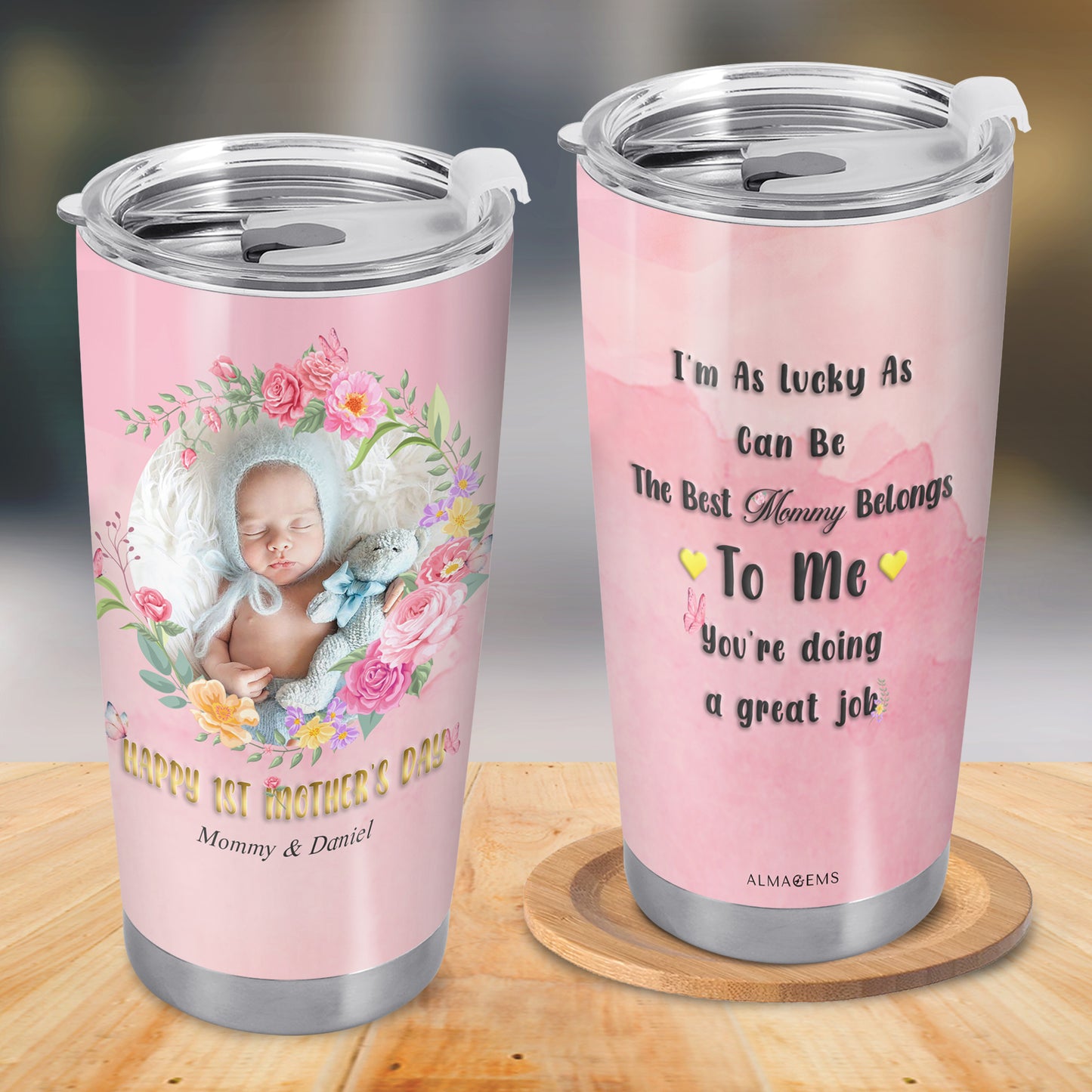 Fête des Mères - Gobelet personnalisé en acier inoxydable 20 oz 30 oz - TB_FM15