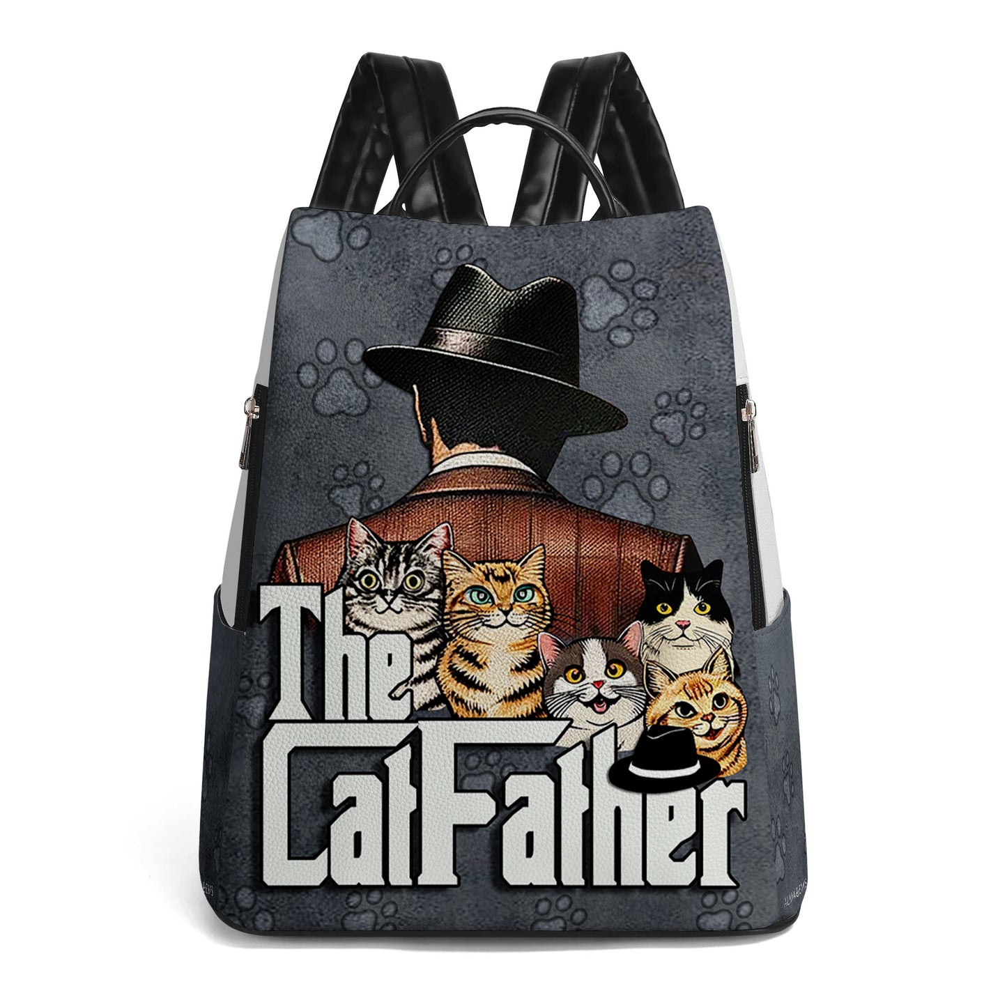 The Cat Father - Personalized Custom Leather BackPack - BP_CAT09