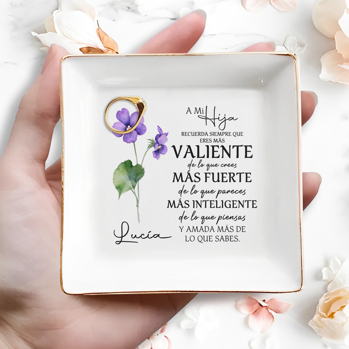 A Mi Hija, Recuerda Siempre Que Rres Más Valiente De Lo Que Crees - Plat de bijoux personnalisé - FM055_SCRD