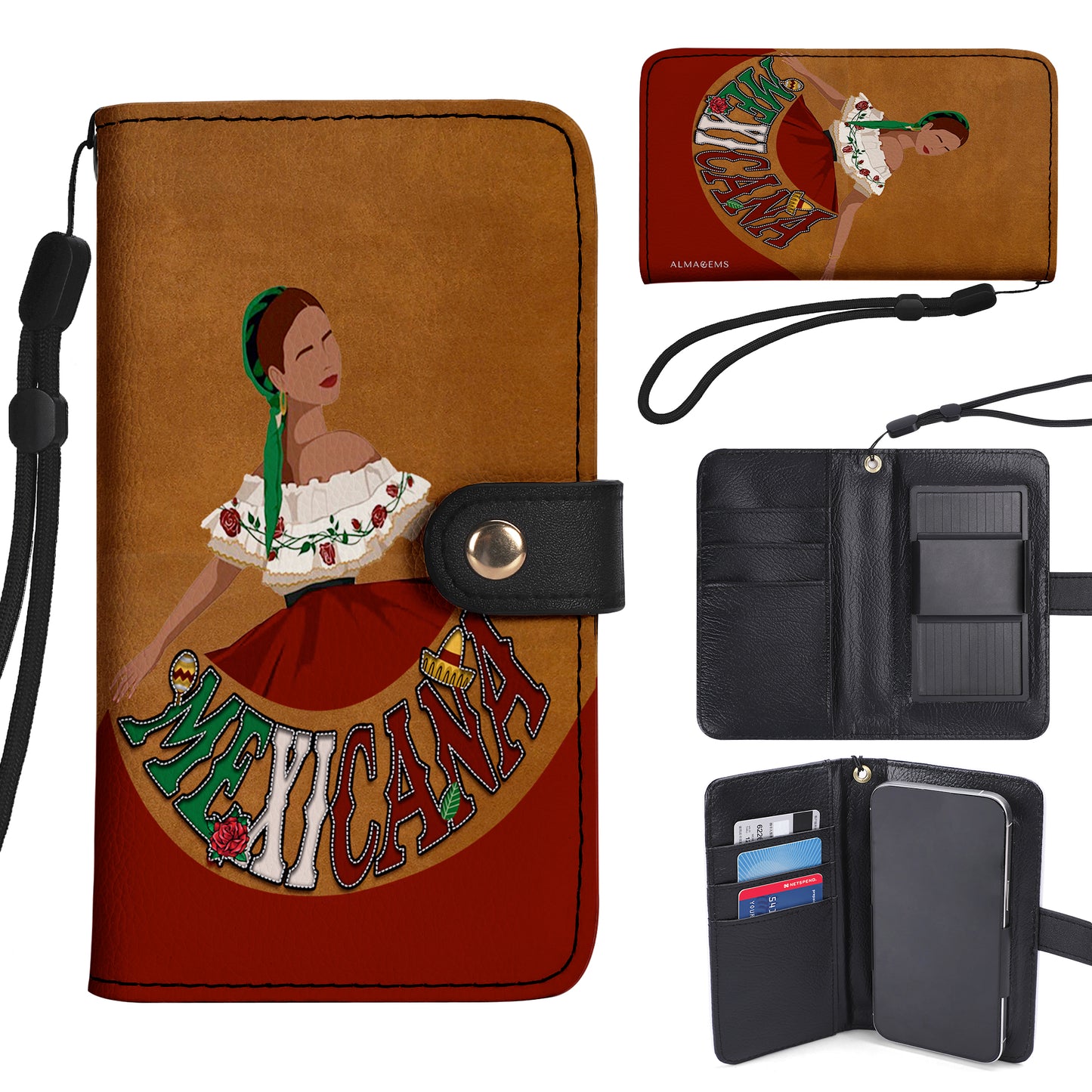 MEXICANA - Portefeuille en cuir personnalisé pour téléphone - ME006_PW