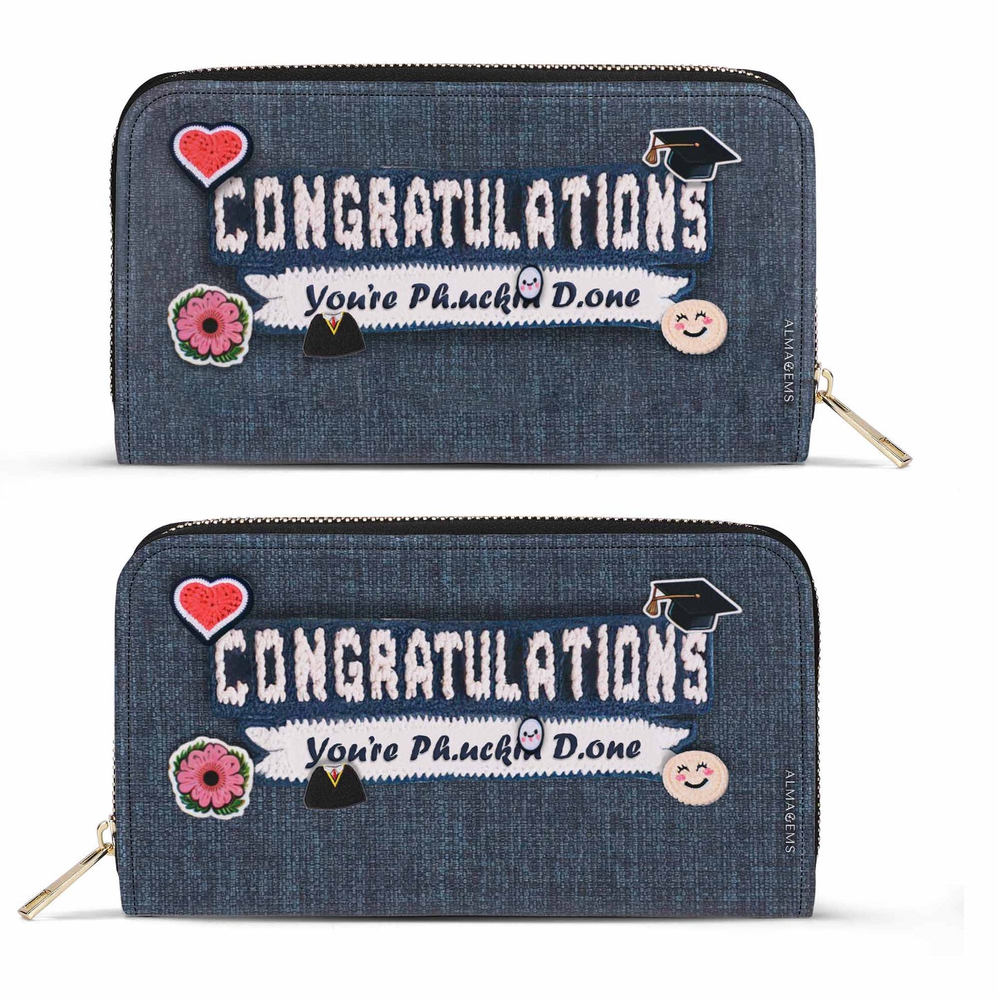 FÉLICITATIONS. Tu es Ph.uckin D.one - Portefeuille en cuir pour femme - WW05