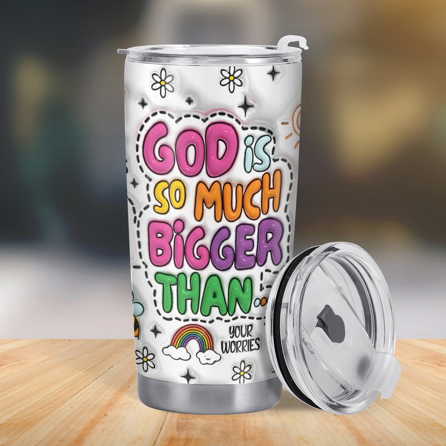 DIEU EST BEAUCOUP PLUS GRAND QUE - Gobelet personnalisé en acier inoxydable 20 oz 30 oz - FT001_TB