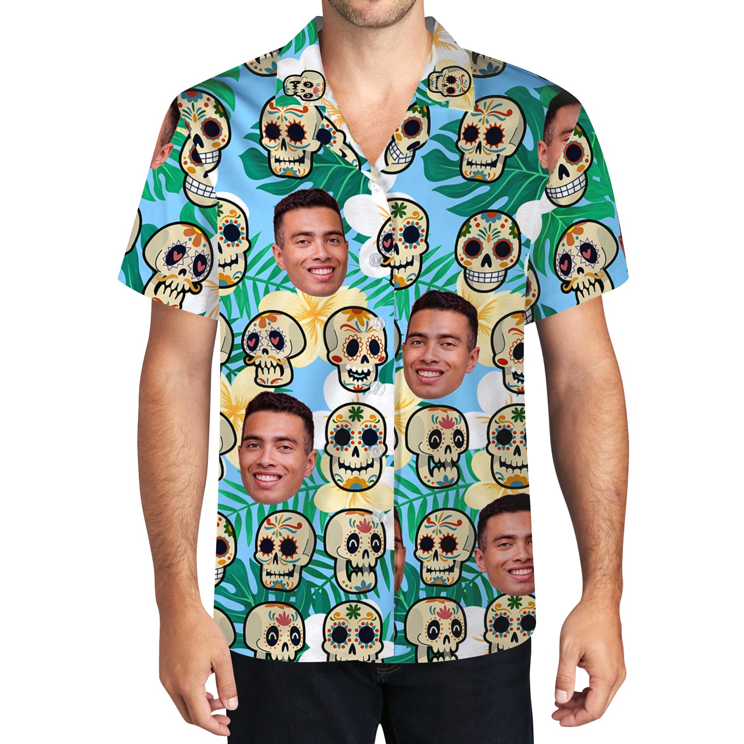 Chemise hawaïenne personnalisée Un Poco Loco avec votre photo - Chemise hawaïenne unisexe personnalisée - ME008_HW