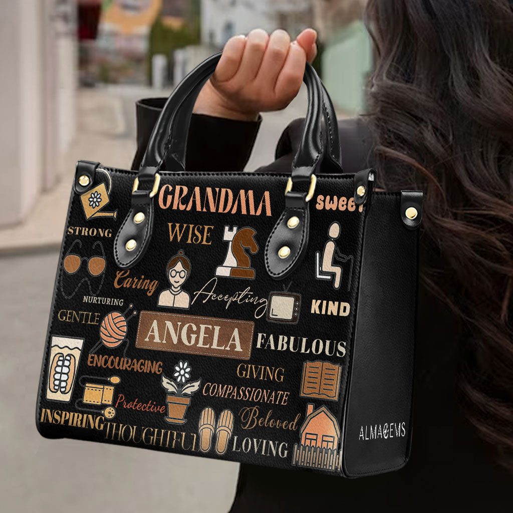 Grand-mère. Abuela - Sac à main en cuir personnalisé - FM037_HB