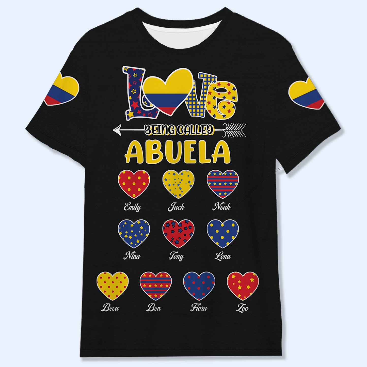 Me encanta que me llamen abuela: camiseta unisex personalizada con estampado completo - LA048_3T