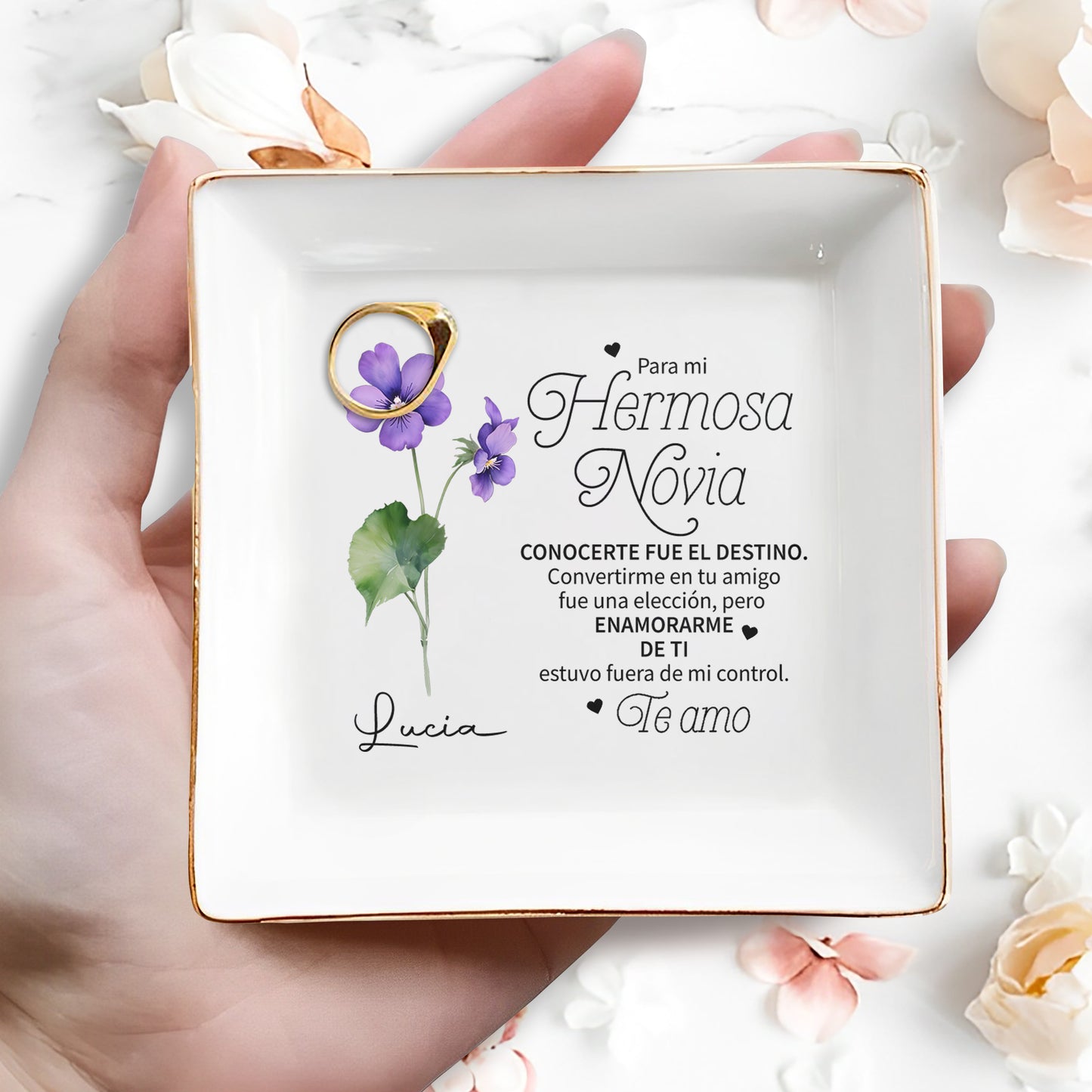 Pour ma belle mariée - Plat à bijoux personnalisé - CP019_SCRD