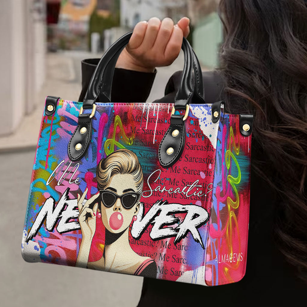 Moi, sarcastique ? Jamais ! - Sac à main en cuir personnalisé - DG084_HB