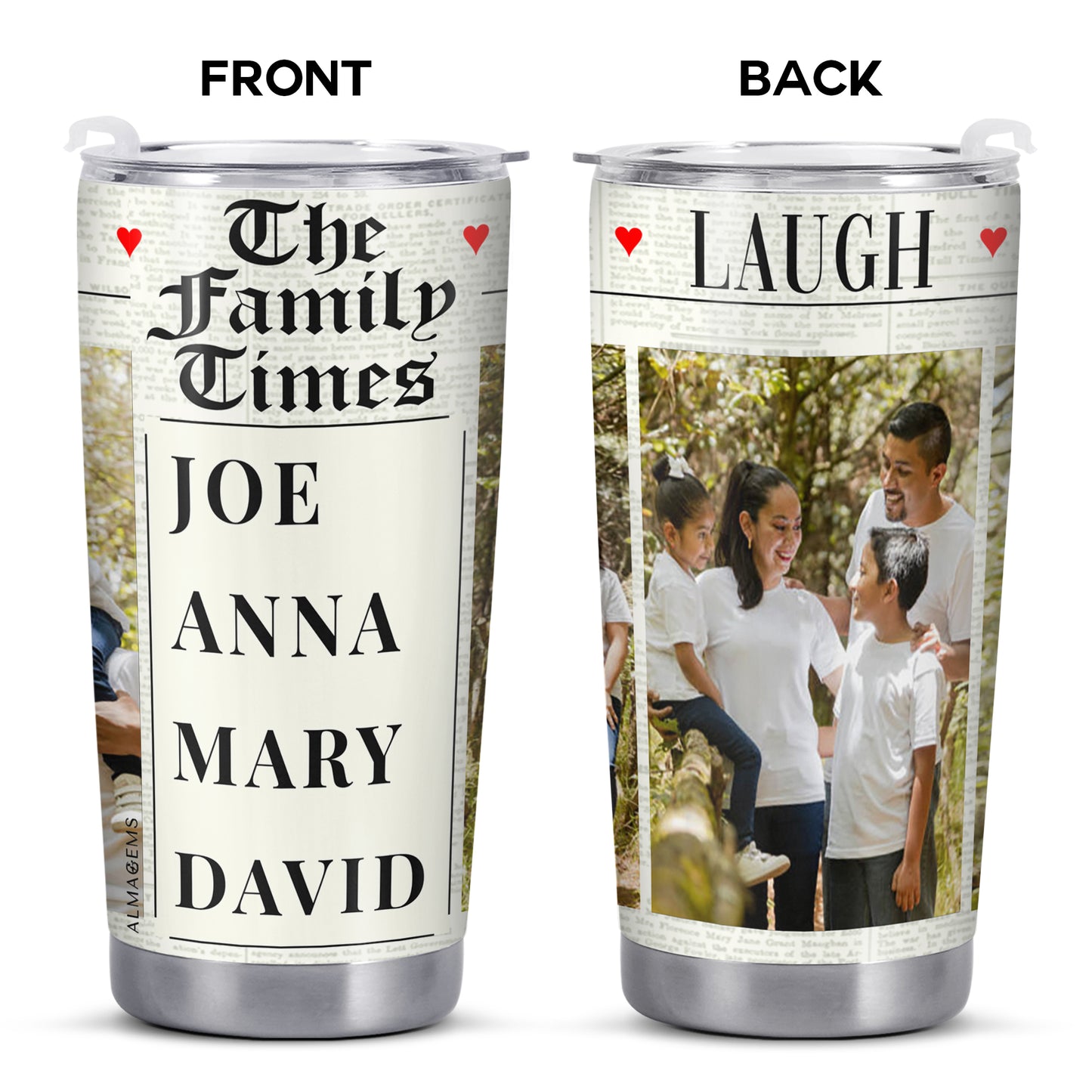The Family Times - Gobelet personnalisé en acier inoxydable 20 oz 30 oz - TB_FM01