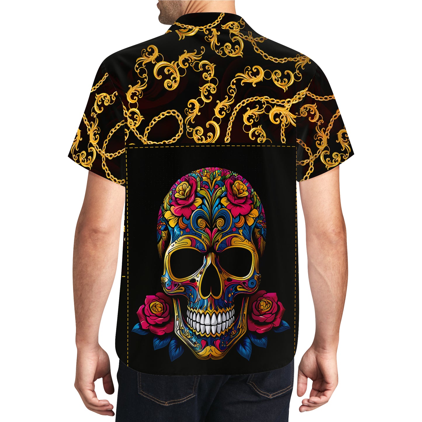 Élégantes chaînes de crânes – Chemise hawaïenne unisexe personnalisée – ME011_HW