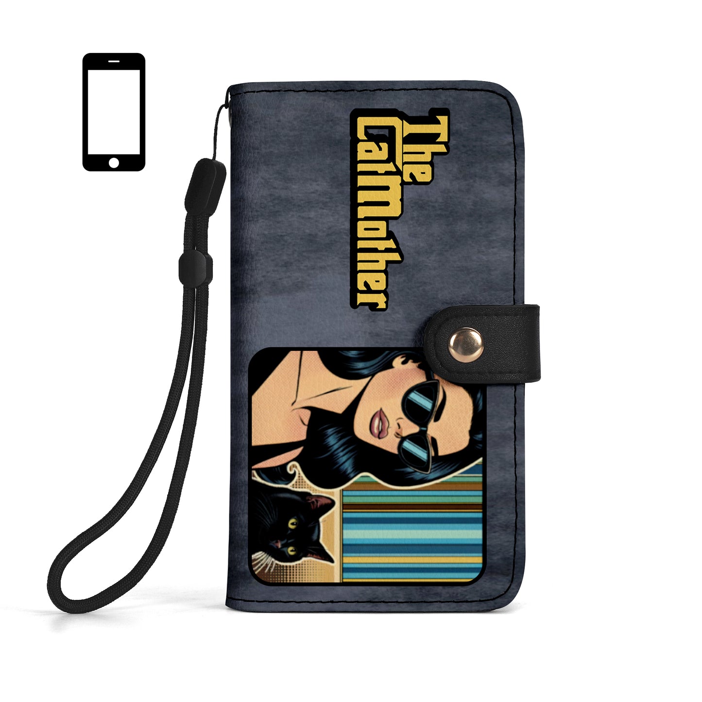 Portefeuille en cuir personnalisé pour téléphone avec motif animalier et texte - QCUSTOM09PW