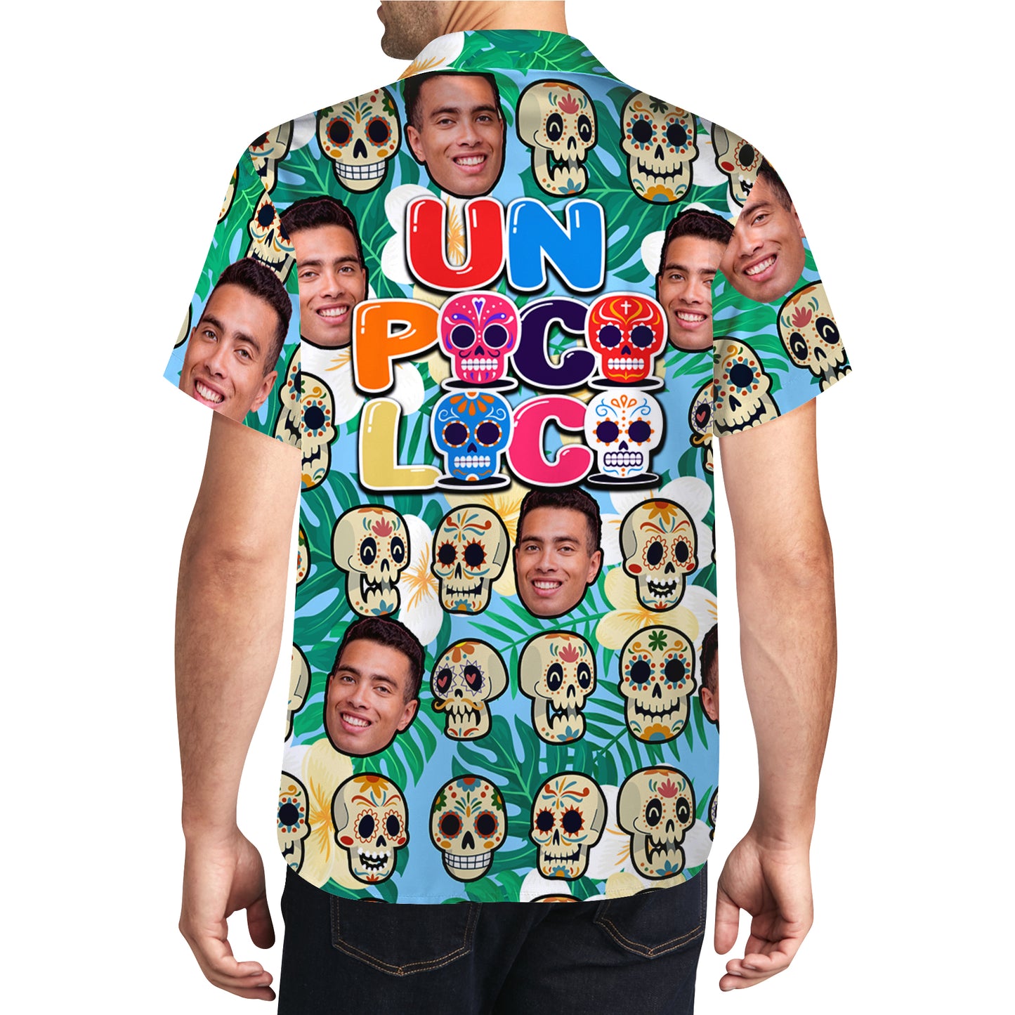 Chemise hawaïenne personnalisée Un Poco Loco avec votre photo - Chemise hawaïenne unisexe personnalisée - ME008_HW