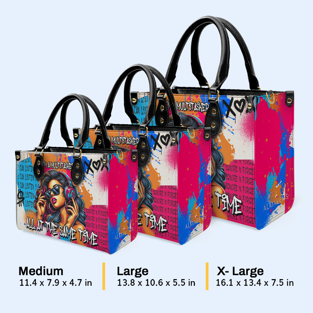 Soy una persona multitarea - Bolso de mano de cuero personalizado - DG082_HB