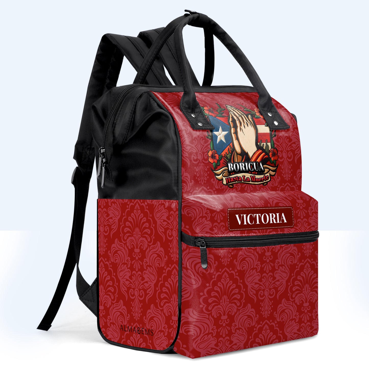 Boricua. Hasta La Muerte - Mochila de viaje personalizada con pico de pato - HS019_DKB