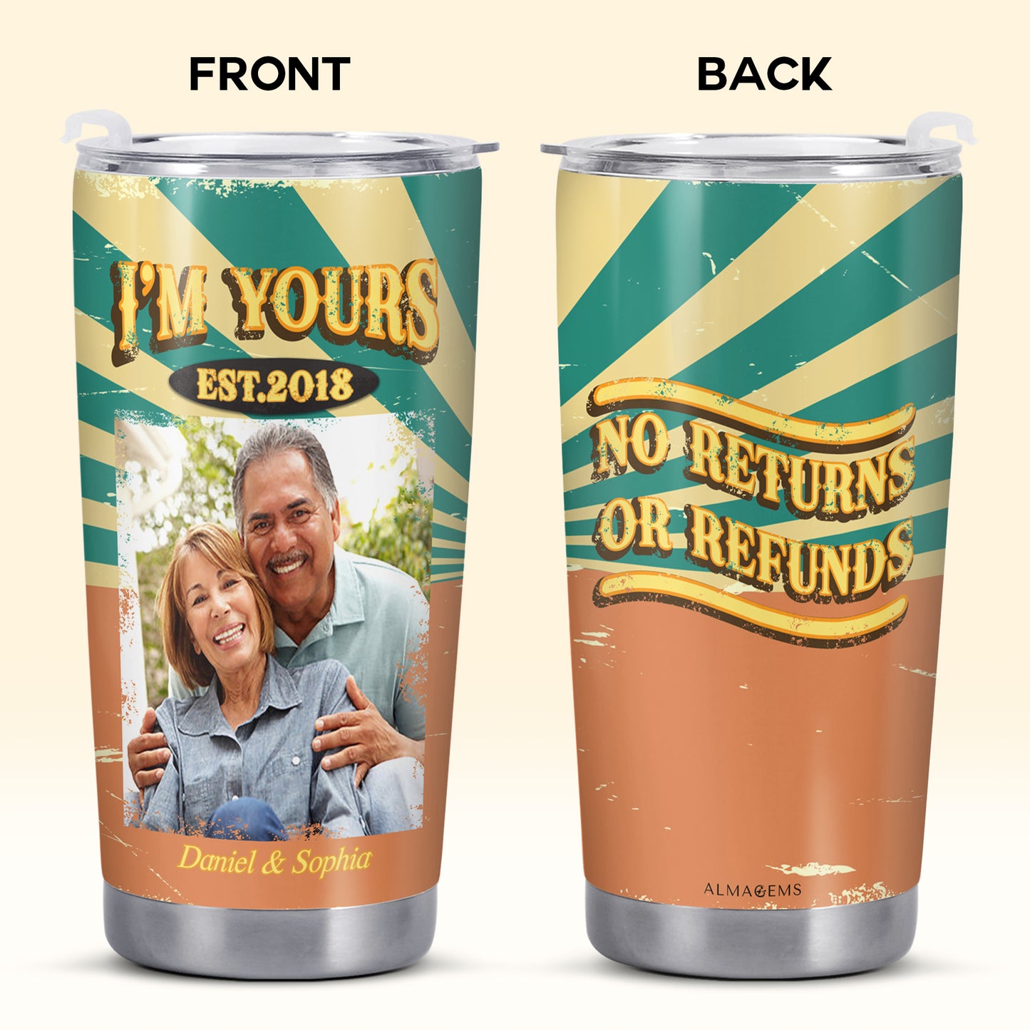 Soy tuyo, no se aceptan devoluciones ni reembolsos - Vaso de acero inoxidable personalizado de 20 oz y 30 oz - TB_FM17