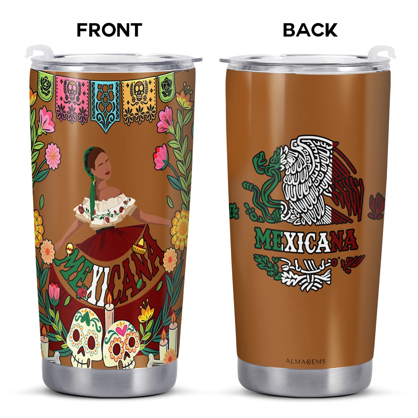 Mexicana - Vaso de acero inoxidable personalizado de 20 oz y 30 oz - TB_MX10