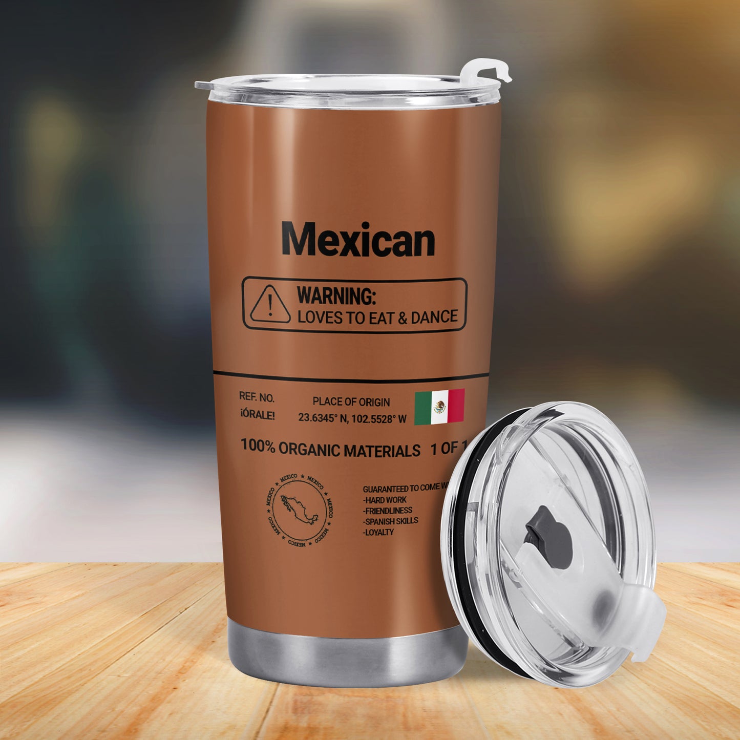 Valeurs nutritionnelles mexicaines - Gobelet personnalisé en acier inoxydable 20 oz 30 oz - ME055_TB