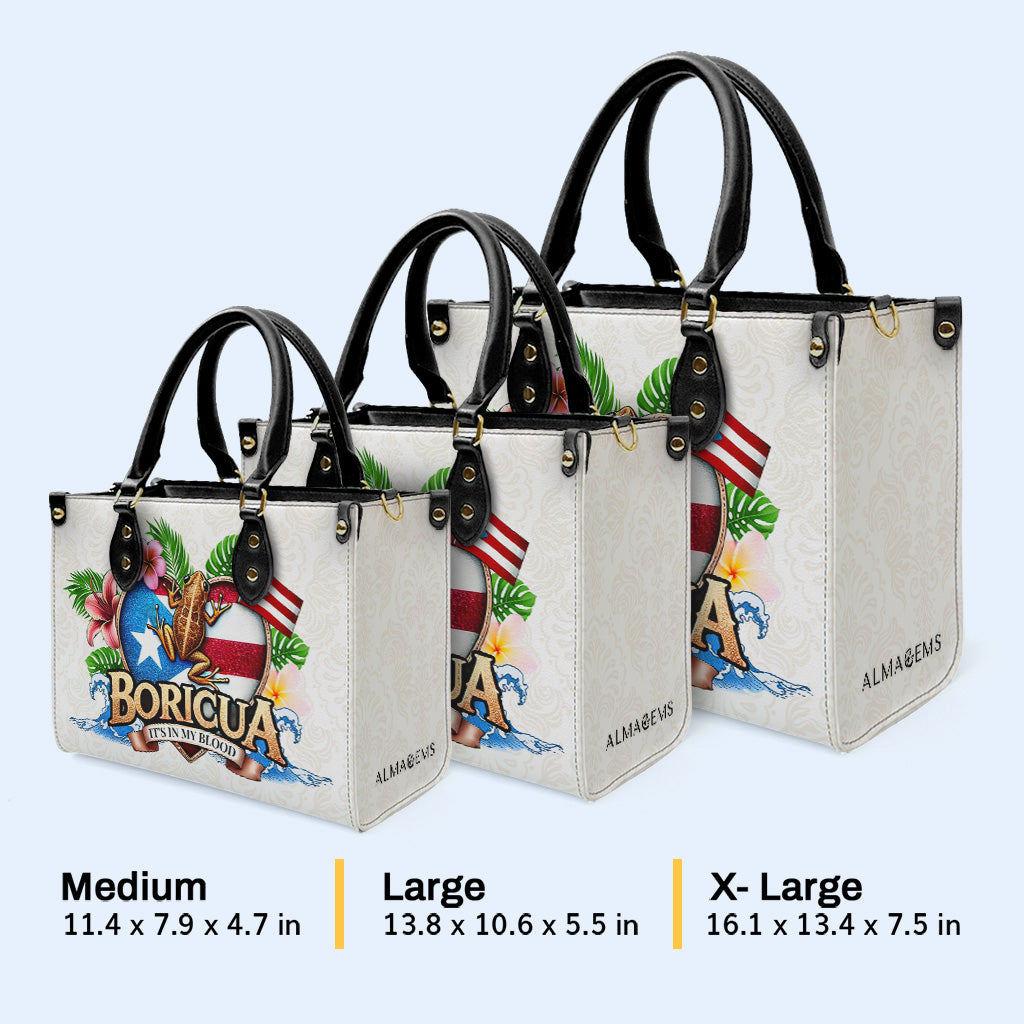 BORICUA. J'AI DANS LE SANG - Sac à main en cuir personnalisé - LA023_HB