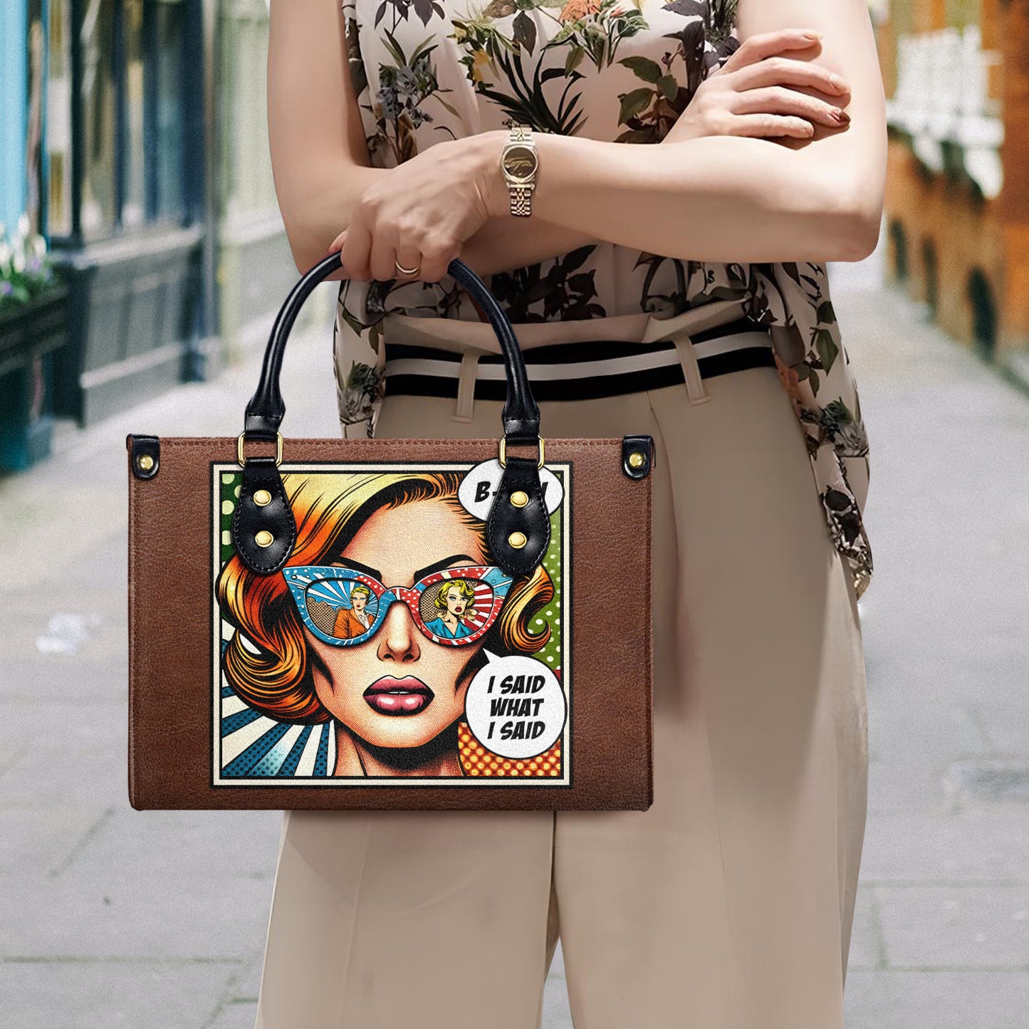 Una chica británica - Bolso de cuero personalizado - british_girl_us_03