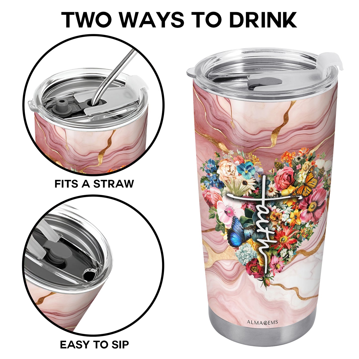 Faith - Gobelet personnalisé en acier inoxydable 20 oz 30 oz - HS008_TB