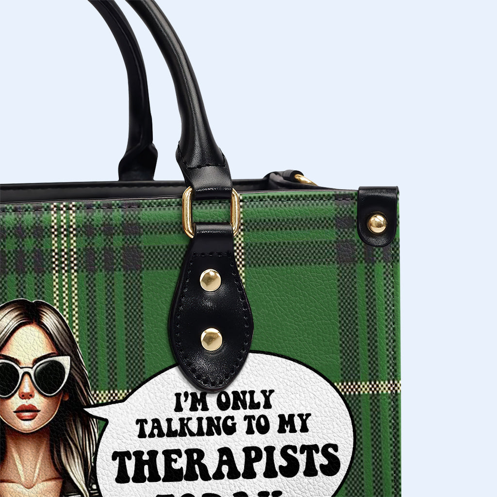 I'm Only Talking To My Therapists Today - Personalized Custom Leather Handbag For Cat Lovers - LL23