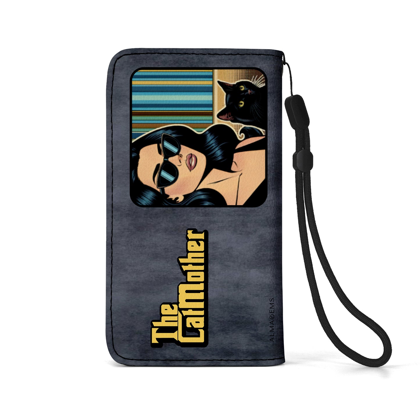 Portefeuille en cuir personnalisé pour téléphone avec motif animalier et texte - QCUSTOM09PW