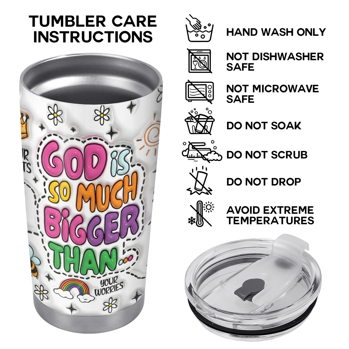 DIEU EST BEAUCOUP PLUS GRAND QUE - Gobelet personnalisé en acier inoxydable 20 oz 30 oz - FT001_TB