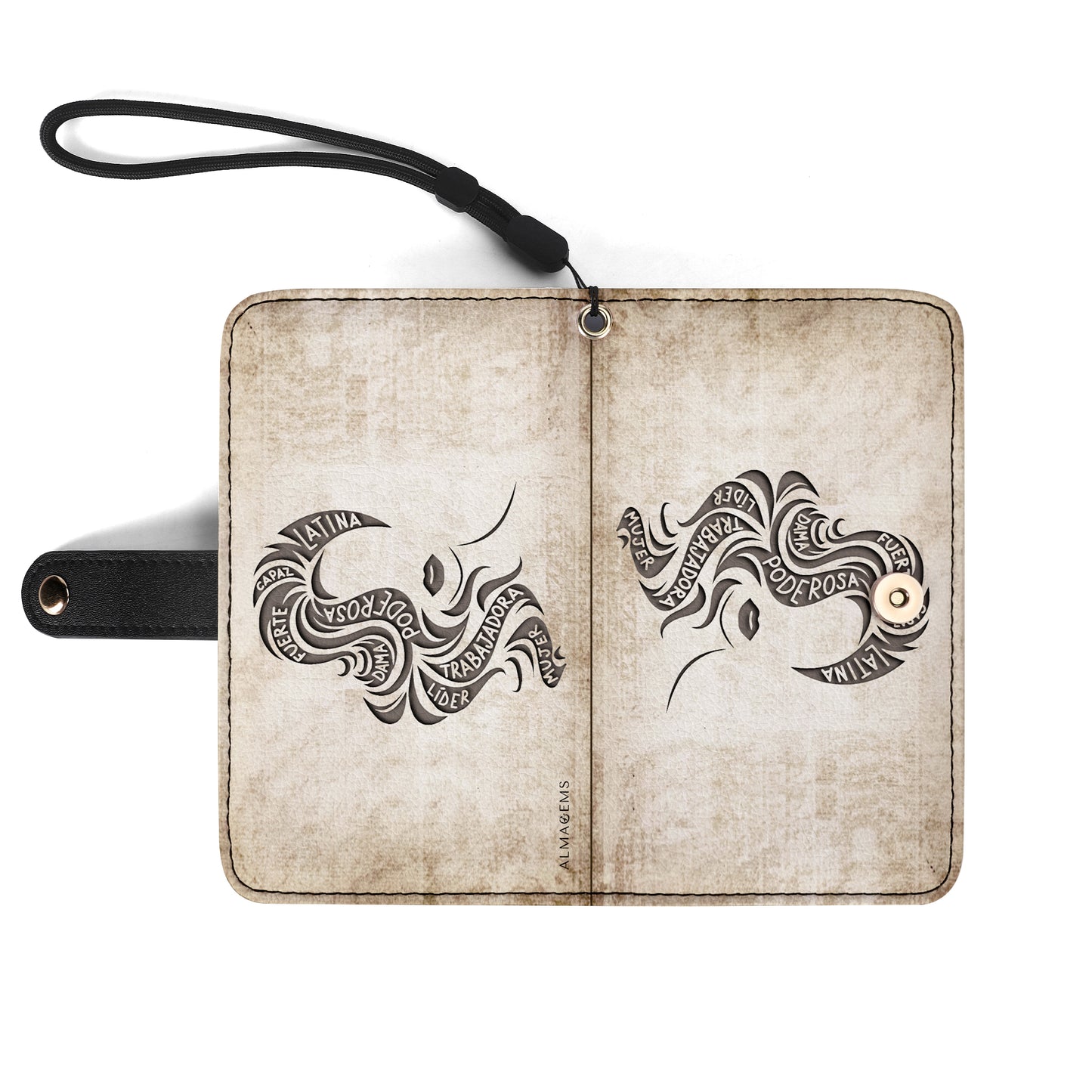 Cartera de cuero personalizada para teléfono de chica latina - HG36PW