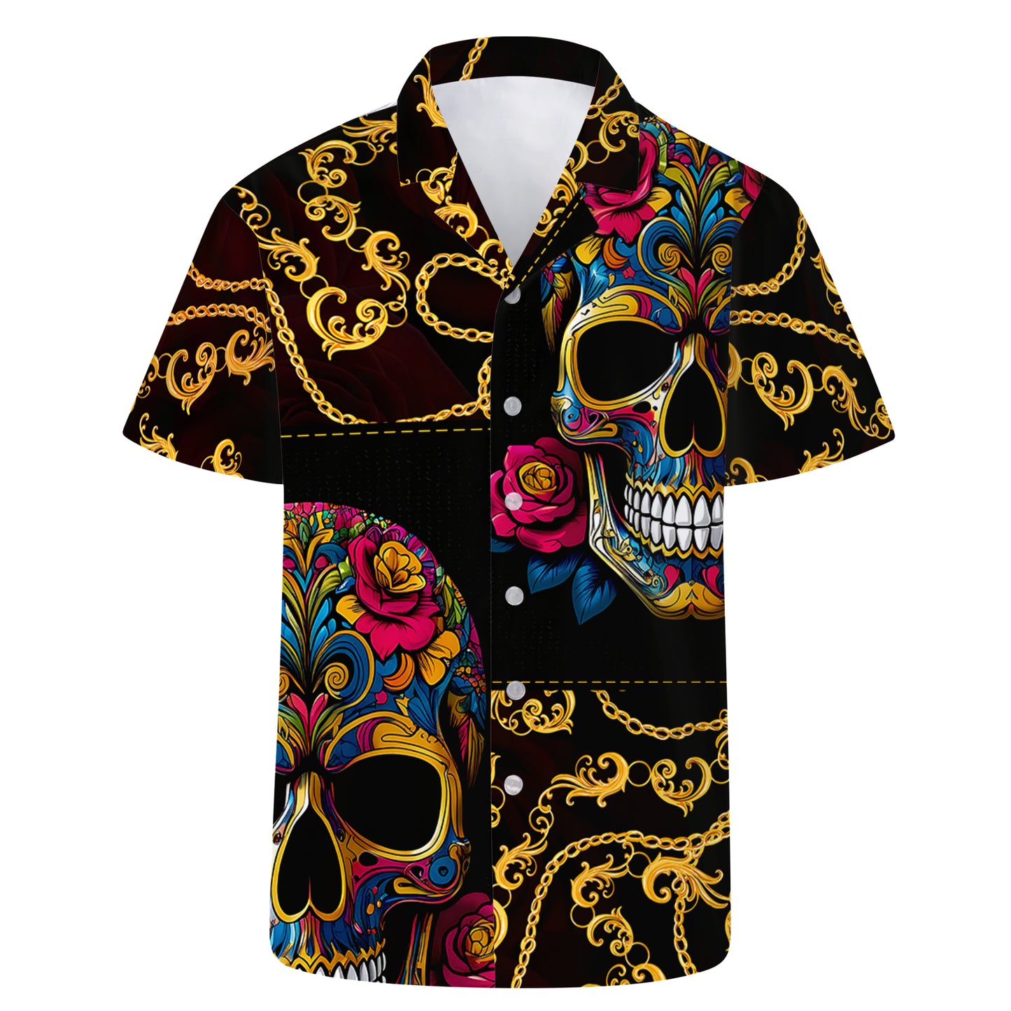 Élégantes chaînes de crânes – Chemise hawaïenne unisexe personnalisée – ME011_HW