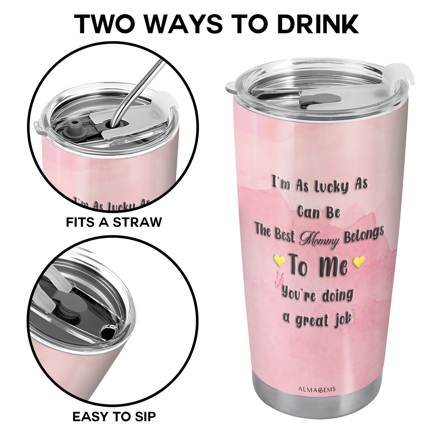 Fête des Mères - Gobelet personnalisé en acier inoxydable 20 oz 30 oz - TB_FM15