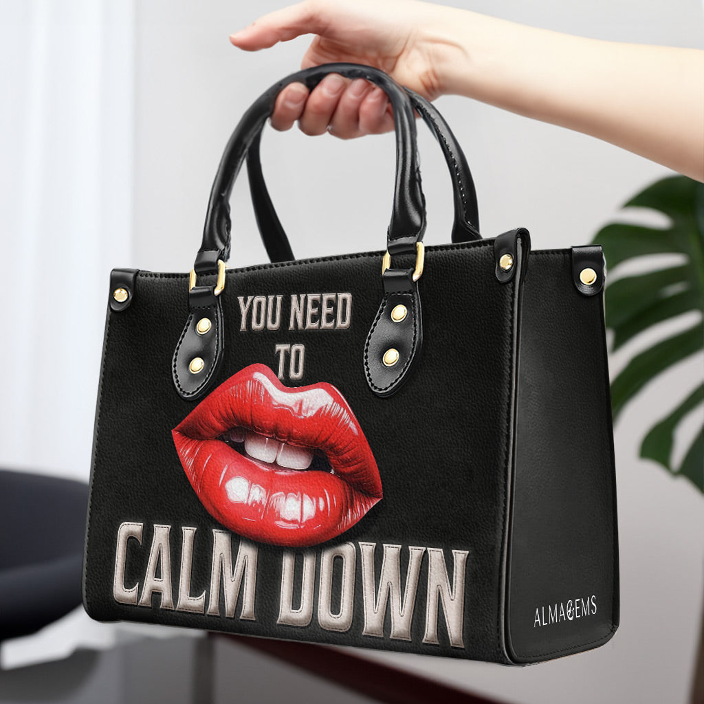 Calm Down - Bolso de mano de cuero personalizado - calmdown03