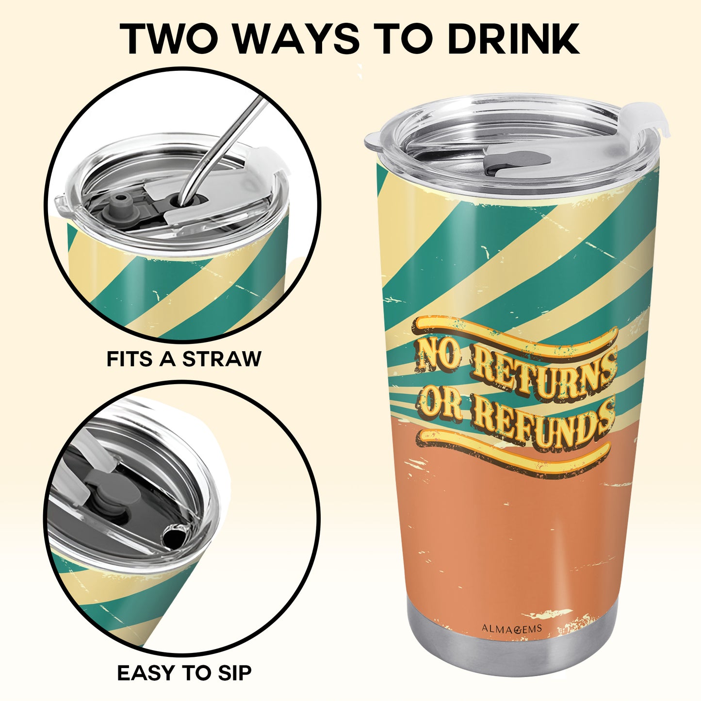 Soy tuyo, no se aceptan devoluciones ni reembolsos - Vaso de acero inoxidable personalizado de 20 oz y 30 oz - TB_FM17