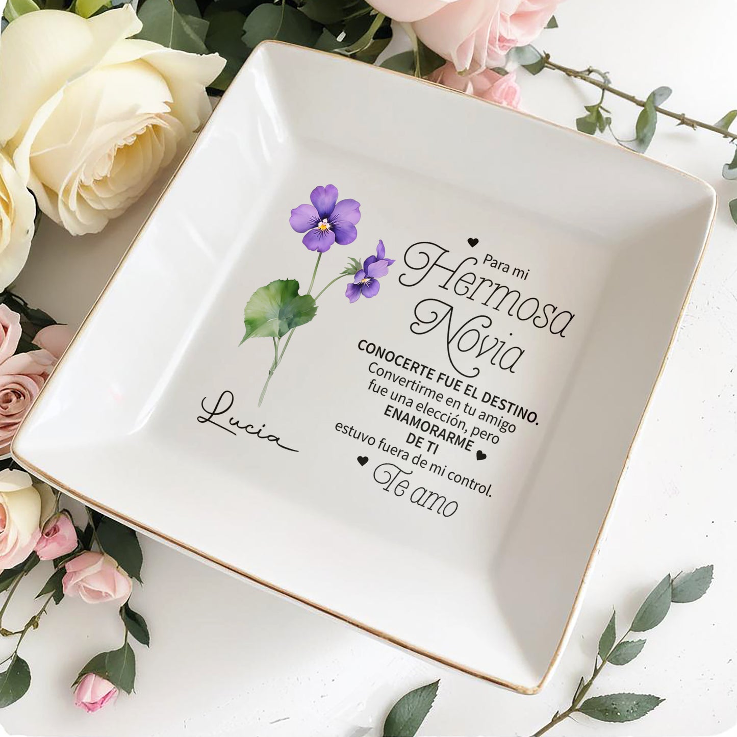 Pour ma belle mariée - Plat à bijoux personnalisé - CP019_SCRD