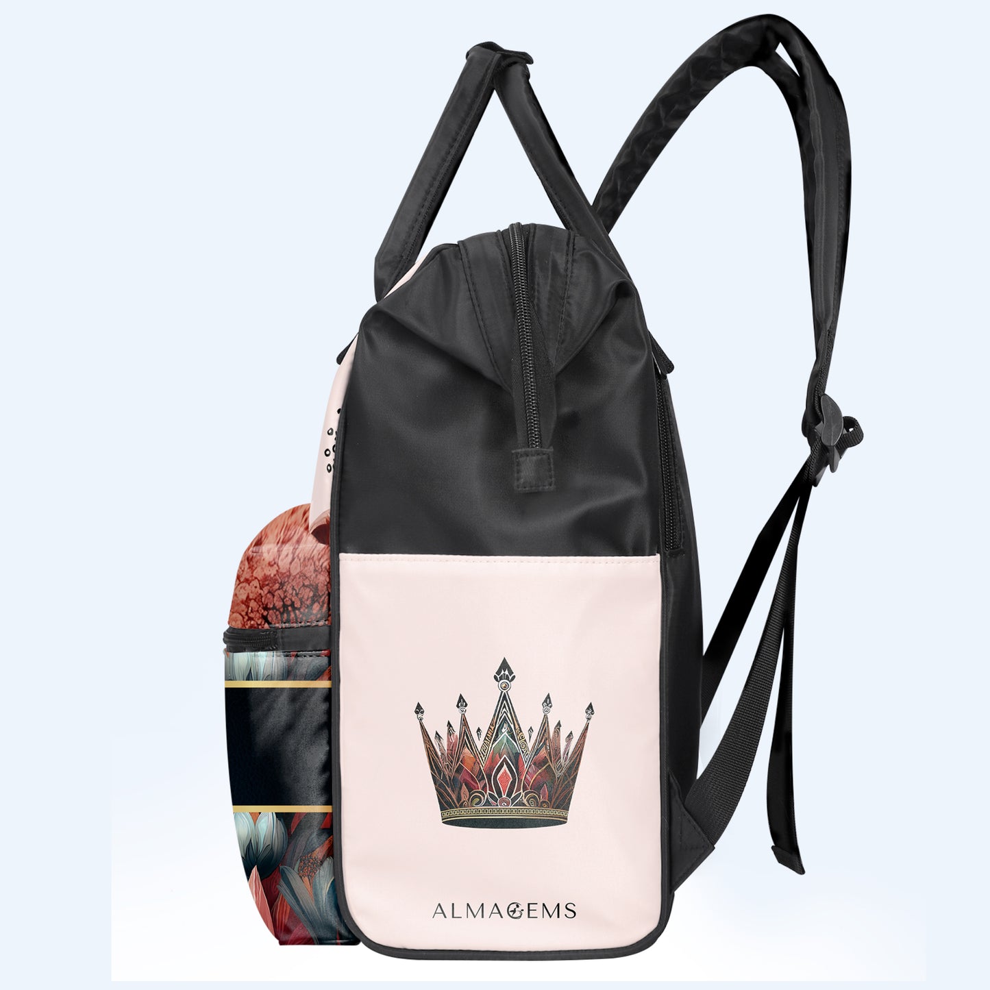 Mochila de viaje personalizada con diseño de pico de pato de Queen Flowers - DG004_DKB