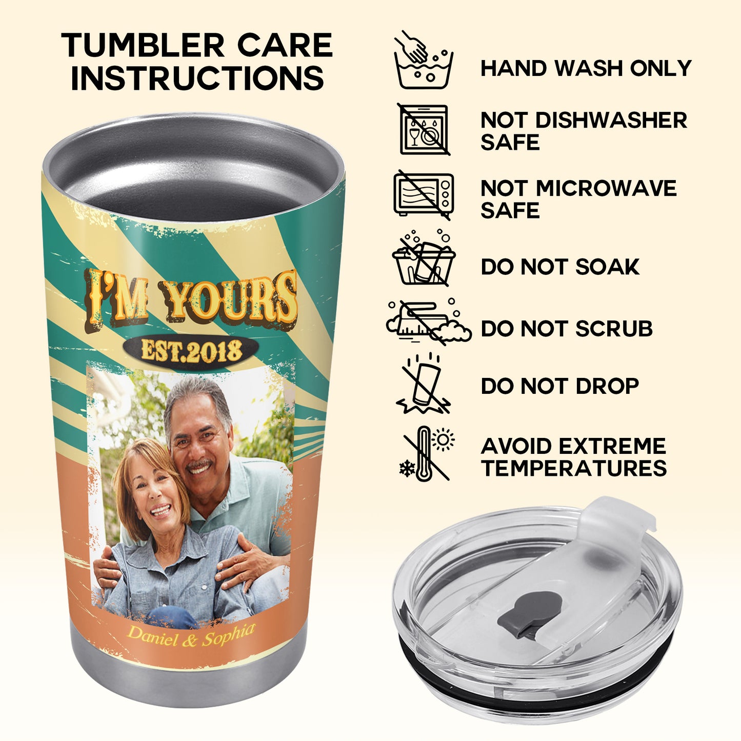 Soy tuyo, no se aceptan devoluciones ni reembolsos - Vaso de acero inoxidable personalizado de 20 oz y 30 oz - TB_FM17