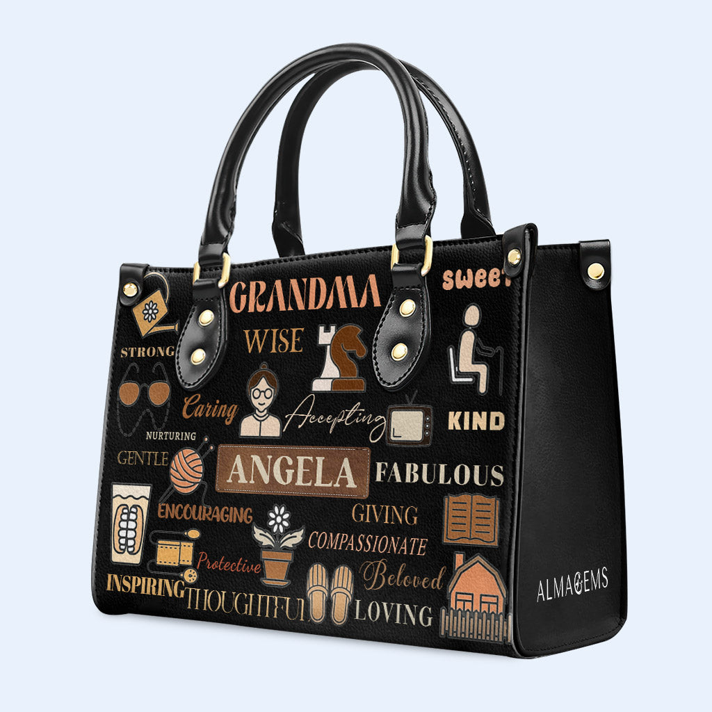 Grand-mère. Abuela - Sac à main en cuir personnalisé - FM037_HB
